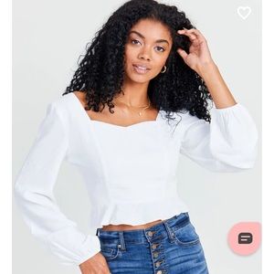 Altar’d State Kayla Long-Sleeved Top in White